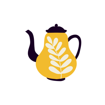 black and yellow teapot png