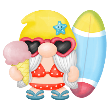 Summer Gnomes Watercolor Clipart, Beach Gnomes png