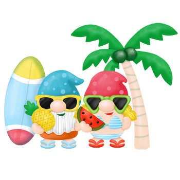 Summer Gnomes Watercolor Clipart, Beach Gnomes png