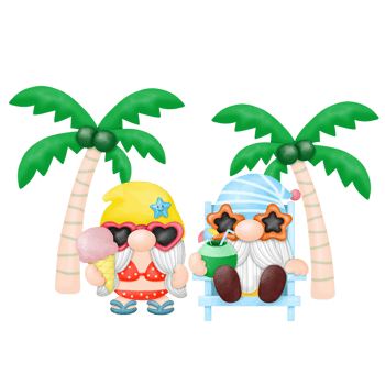 Summer Gnomes Watercolor Clipart, Beach Gnomes png