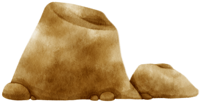 Rock mountain Watercolor hand-painted png