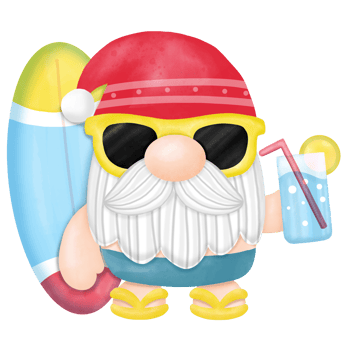 Gnomes surfboard summer, Watercolor clipart png