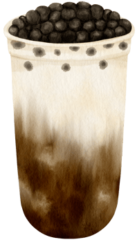 chocolate milk tea with tapioca pearls watercolor png