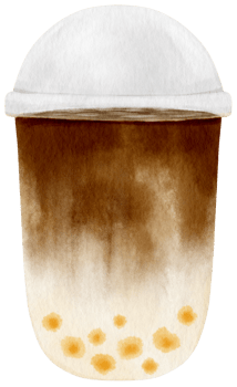 chocolate milk tea with tapioca pearls watercolor png