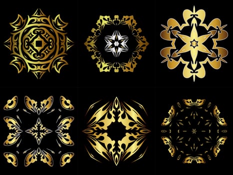 abstract gold border element design vector