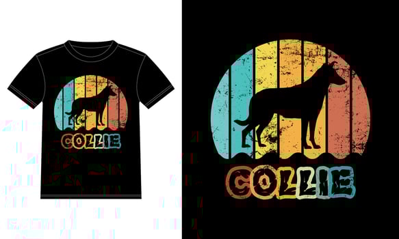 Funny Collie Vintage Retro Sunset Silhouette Gifts Dog Lover Dog Owner Essential T-Shirt vector