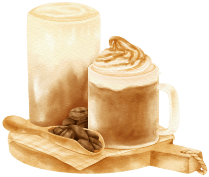 Coffee drink composition watercolor png