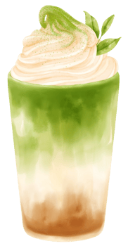 matcha latte milk tea drink watercolor png