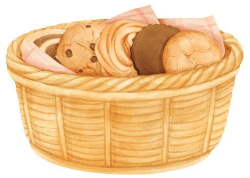 watercolor basket of cookies png
