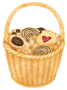 watercolor basket of cookies png