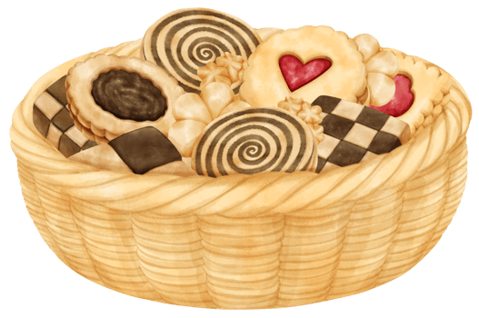 watercolor basket of cookies png