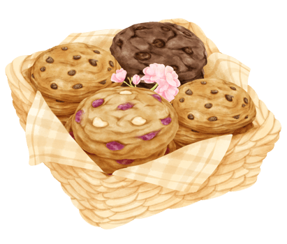 watercolor basket of cookies png