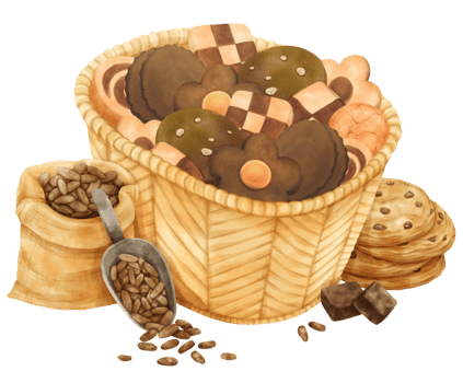 watercolor basket of cookies png