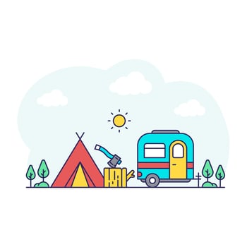 Conceptual flat design illustration of camping vector