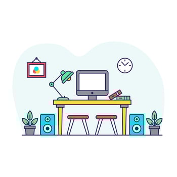Unique design illustration of office desk, flat vector