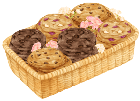 watercolor basket of cookies png
