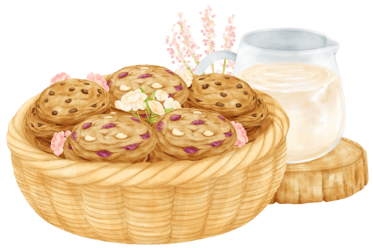 watercolor basket of cookies png