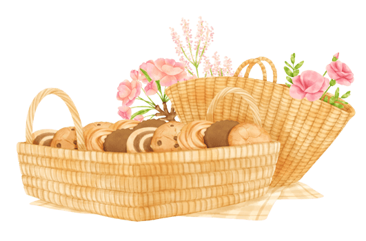 watercolor basket of cookies png