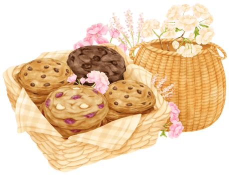 watercolor basket of cookies png