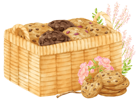 watercolor basket of cookies png