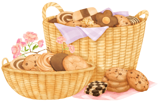 watercolor basket of cookies png