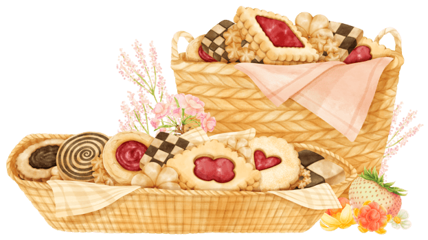 watercolor basket of cookies png