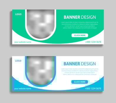 Abstract horizontal web banner design template. Modern business advertising banner design with space for pictures. Can be used for social media post, header, cover vector