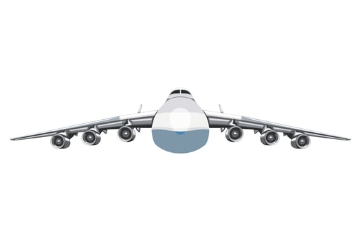 AIRPLANE ISOLATED, AIRCRAFT FRONT VIEW, flying plane vector
