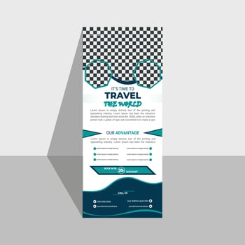 Travel roll up banner or pull up banner design template for business or travel. vector
