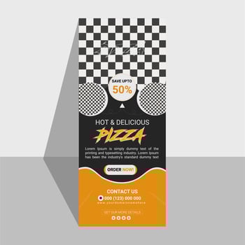 Modern food roll up or pull up banner template design for restaurant and cafe. vector