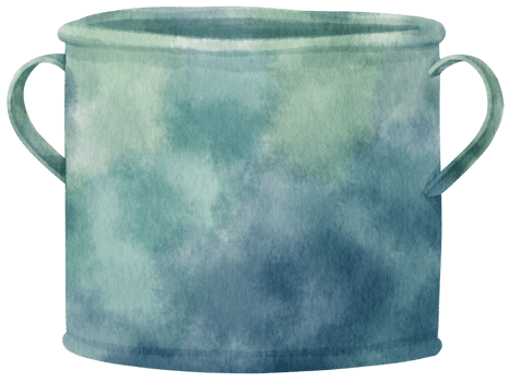 Vintage metal bucket watercolor illustration png