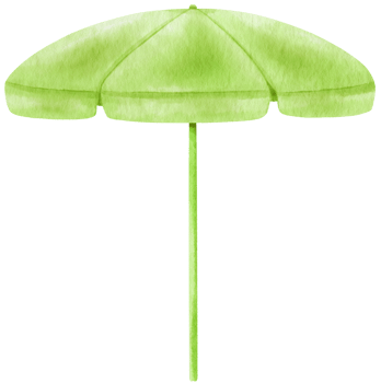 green beach umbrella watercolor illustration png