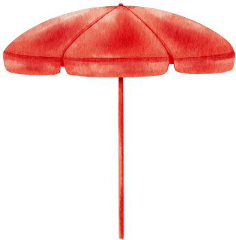 red beach umbrella watercolor illustration png