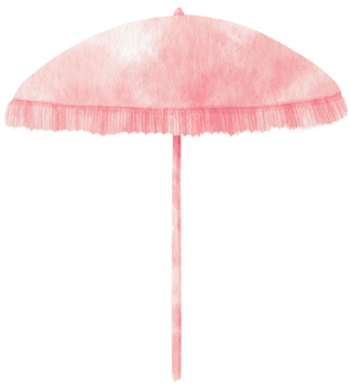 pink beach umbrella watercolor illustration png