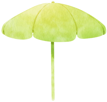 green beach umbrella watercolor illustration png