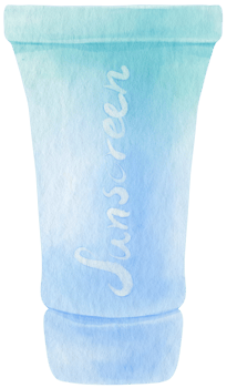 sunscreen lotion watercolor illustration beach essential png
