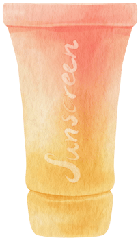 sunscreen lotion watercolor illustration beach essential png