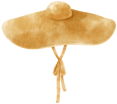 Straw Caertwheel Floppy hat in watercolor summer fashion png
