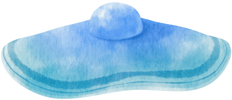 Cute Blue Hat watercolor illustration for Summer Decorative Element png