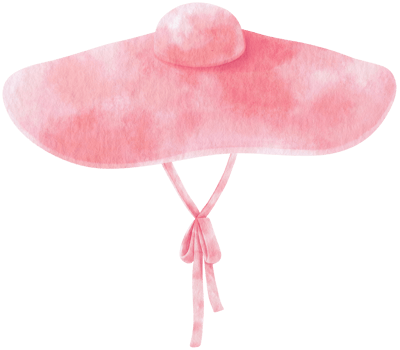 Cute Pink Hat watercolor illustration for Summer Decorative Element png