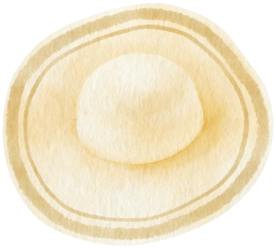 white Caertwheel Floppy hat in watercolor summer fashion png