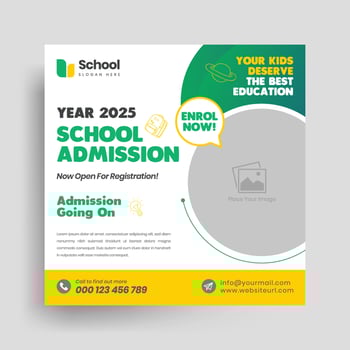 School education admission web banner or back to school social media post template vector