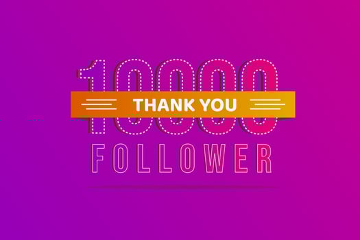 Thank you 10000 followers thank you banner.First 10K followers congratulation card with numbers vector