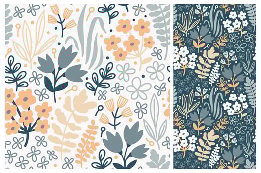 Mille fleurs seamless pattern set vector