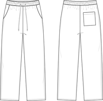 Loose Sweatpants Flat Technical Drawing Illustration Five Pocket Classic Blank Streetwear Mock-up Template for Design Tech Packs CAD Casual vector
