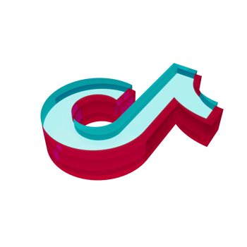 Tik tok Glass Icon 3D Render png