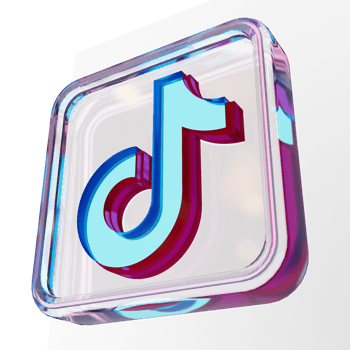 Tik tok Glass Icon 3D Render png
