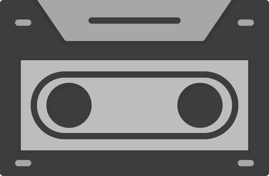 Cassette Flat Greyscale vector