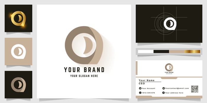 Letter a or o monogram logo with business card design vector