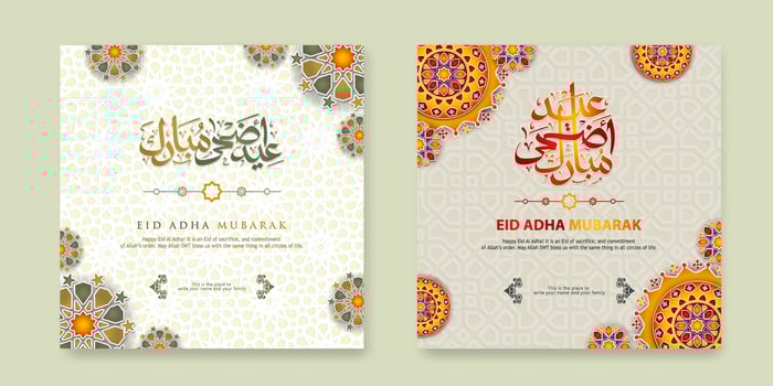 Set Eid Adha Mubarak Greeting  design vector